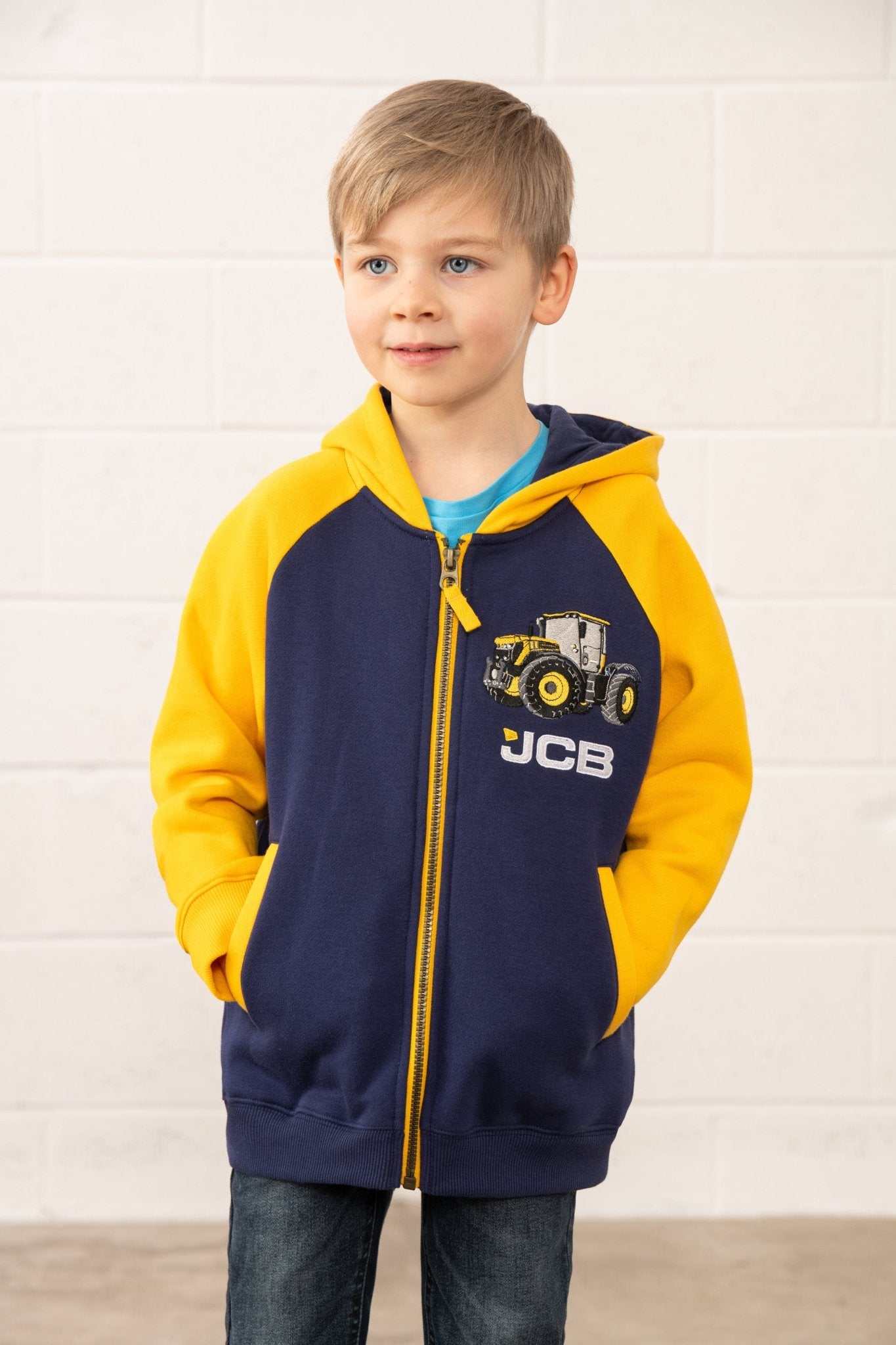 Jackson Full Zip Hoodie. Navy JCB Print| Lighthouse