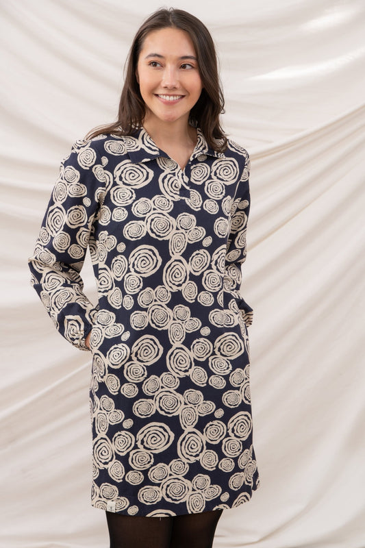 Nancy Dress - Navy Swirl - Lighthouse
