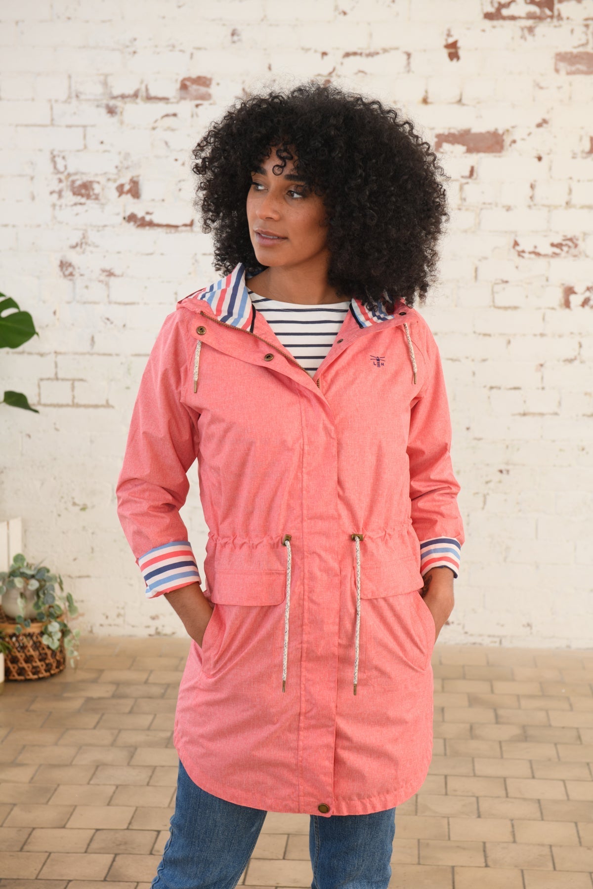 Pink Ladies Fashion Raincoat Pink Trendy Rain Jacket Womens - Main Image