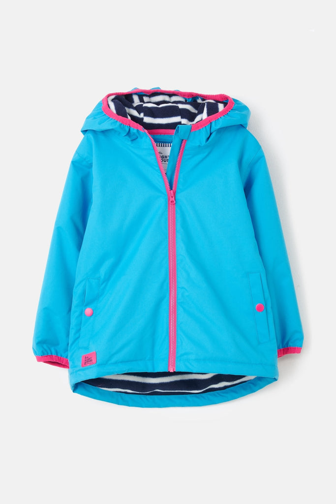 Amelia Coat. Girls Bright Teal Raincoat Lighthouse