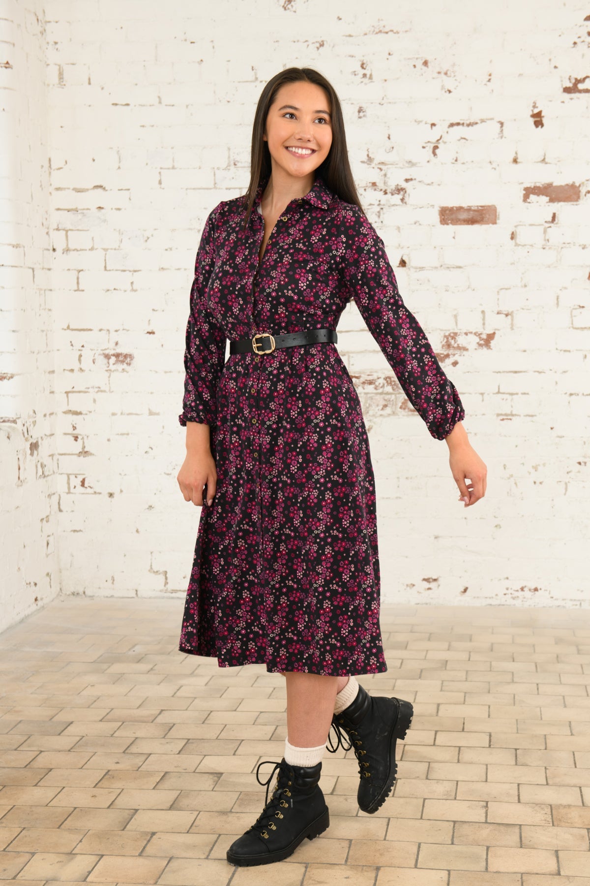 Ariella Dress - Raspberry Black Floral - Lighthouse