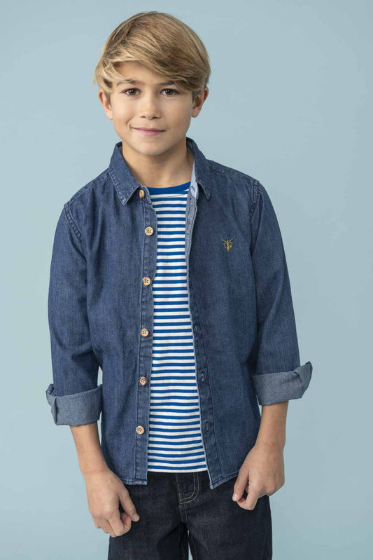 Elliot Shirt - Washed Denim - Lighthouse