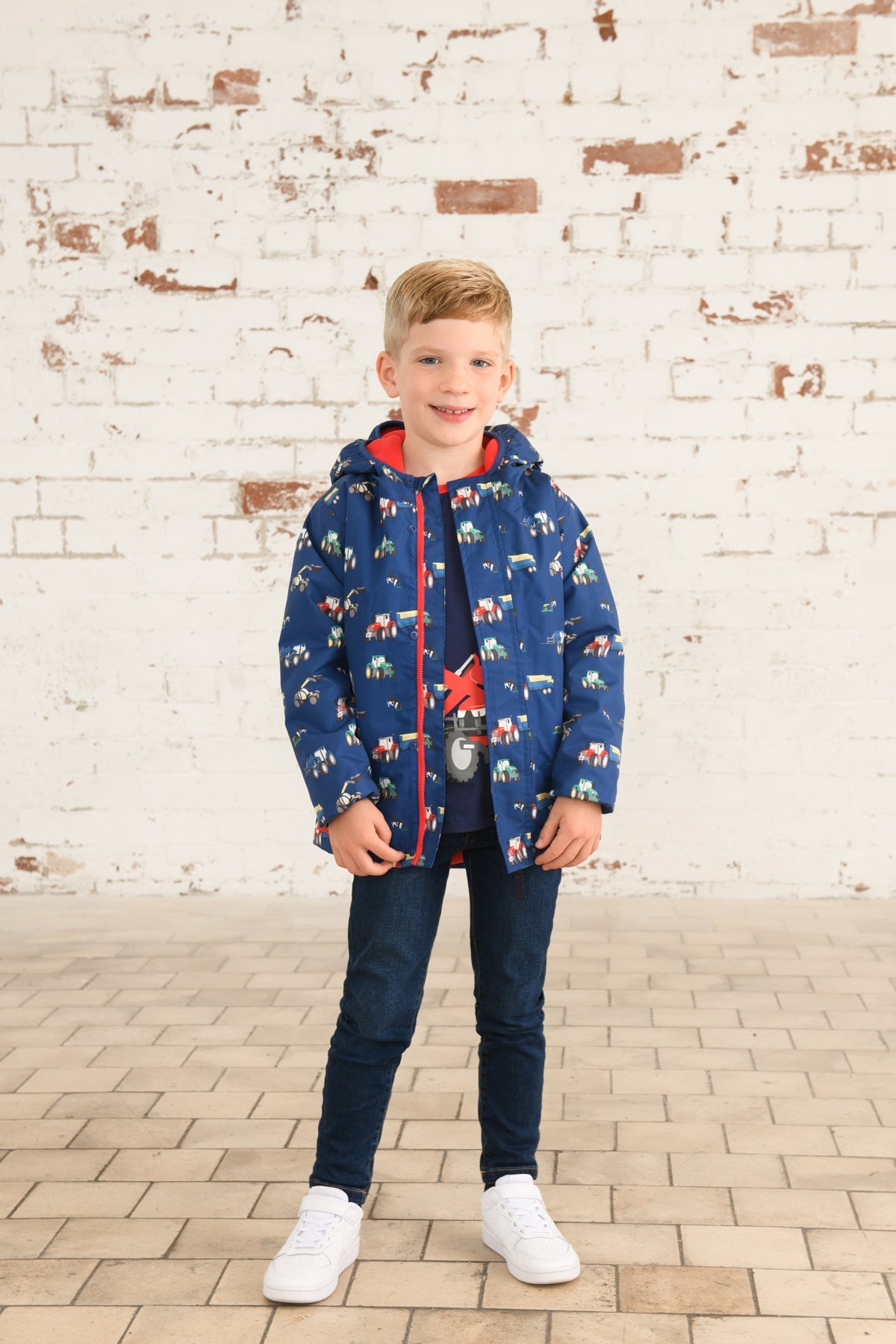 Finlay Coat - Navy Tractor Print-Lighthouse