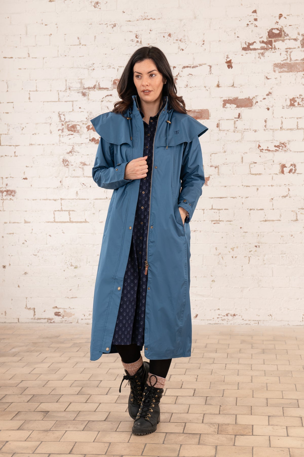 Outback Long Waterproof Raincoat Blue Lighthouse