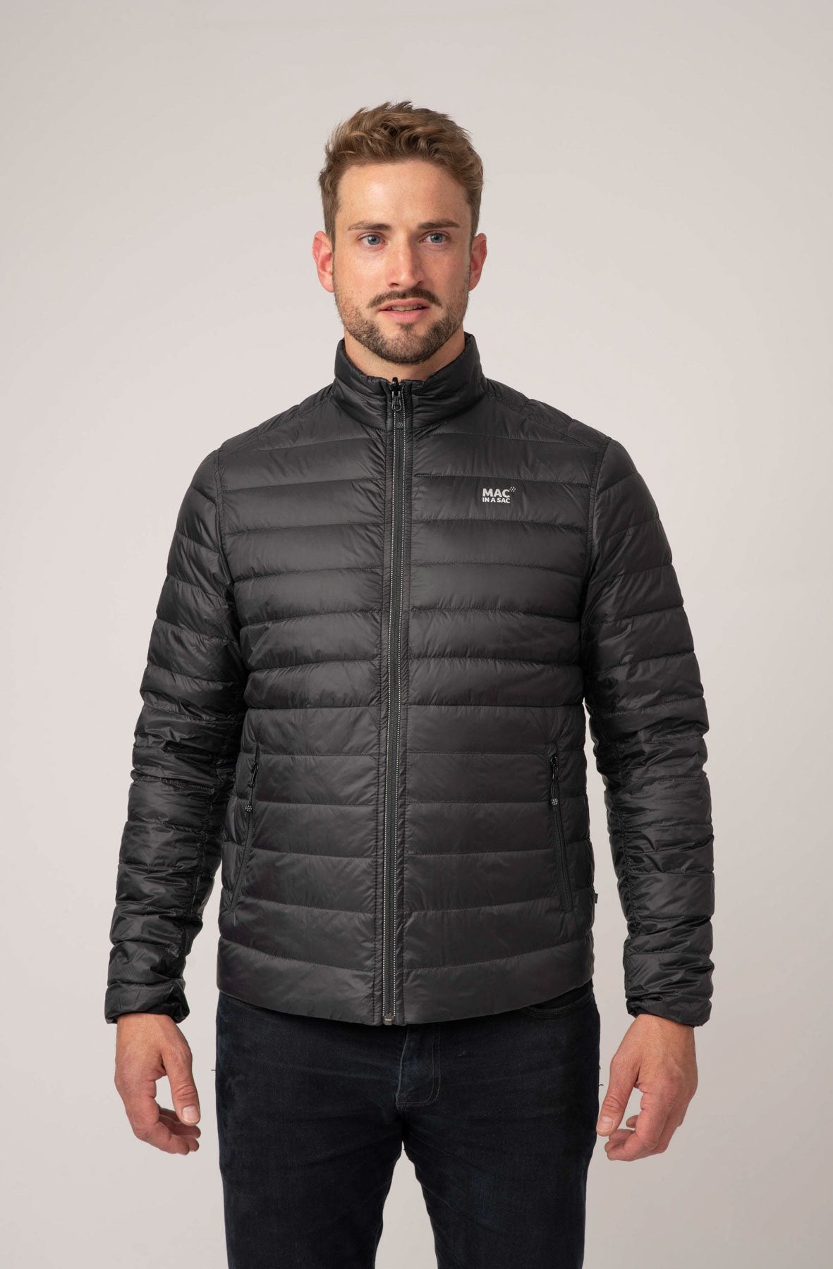 Polar II Mens Down Jacket - Jet Black Charcoal-Mac in a Sac