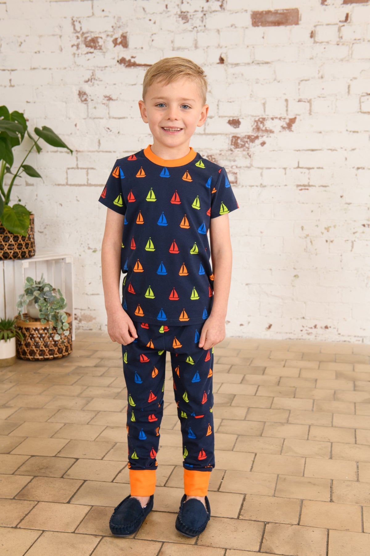 Boys' Pyjamas Navy Boat Print Lighthouse