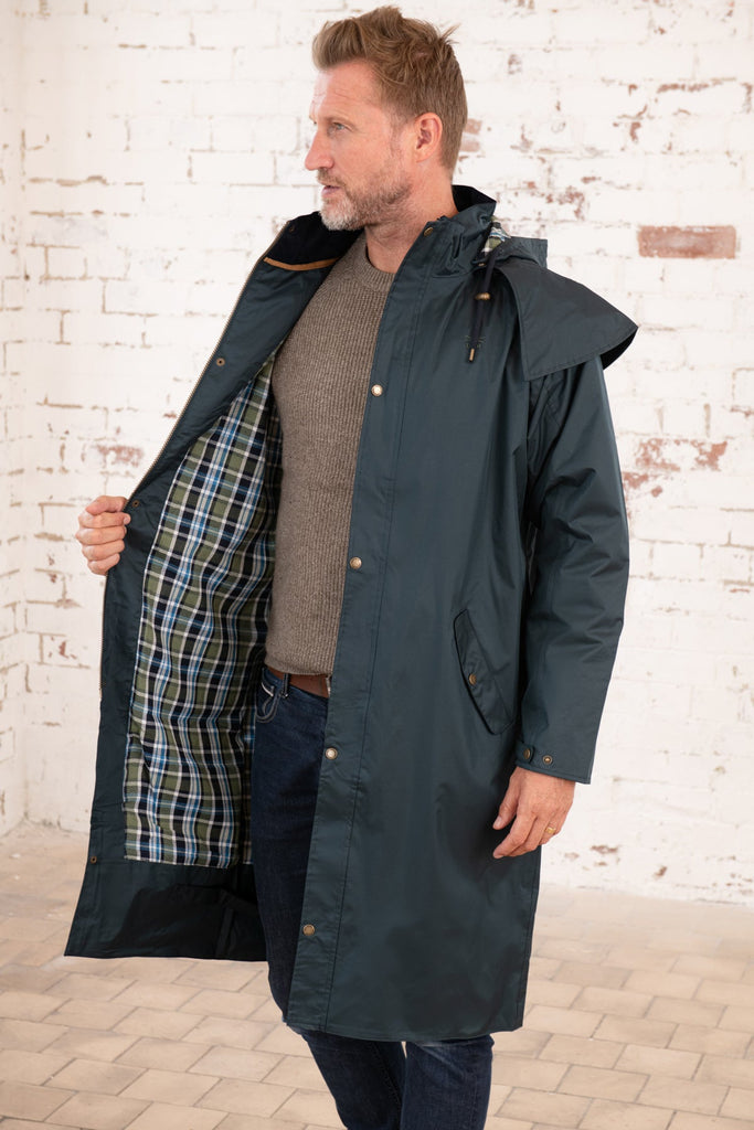 Stockman Long Raincoat - Navy - Men's Coats | Lighthouse