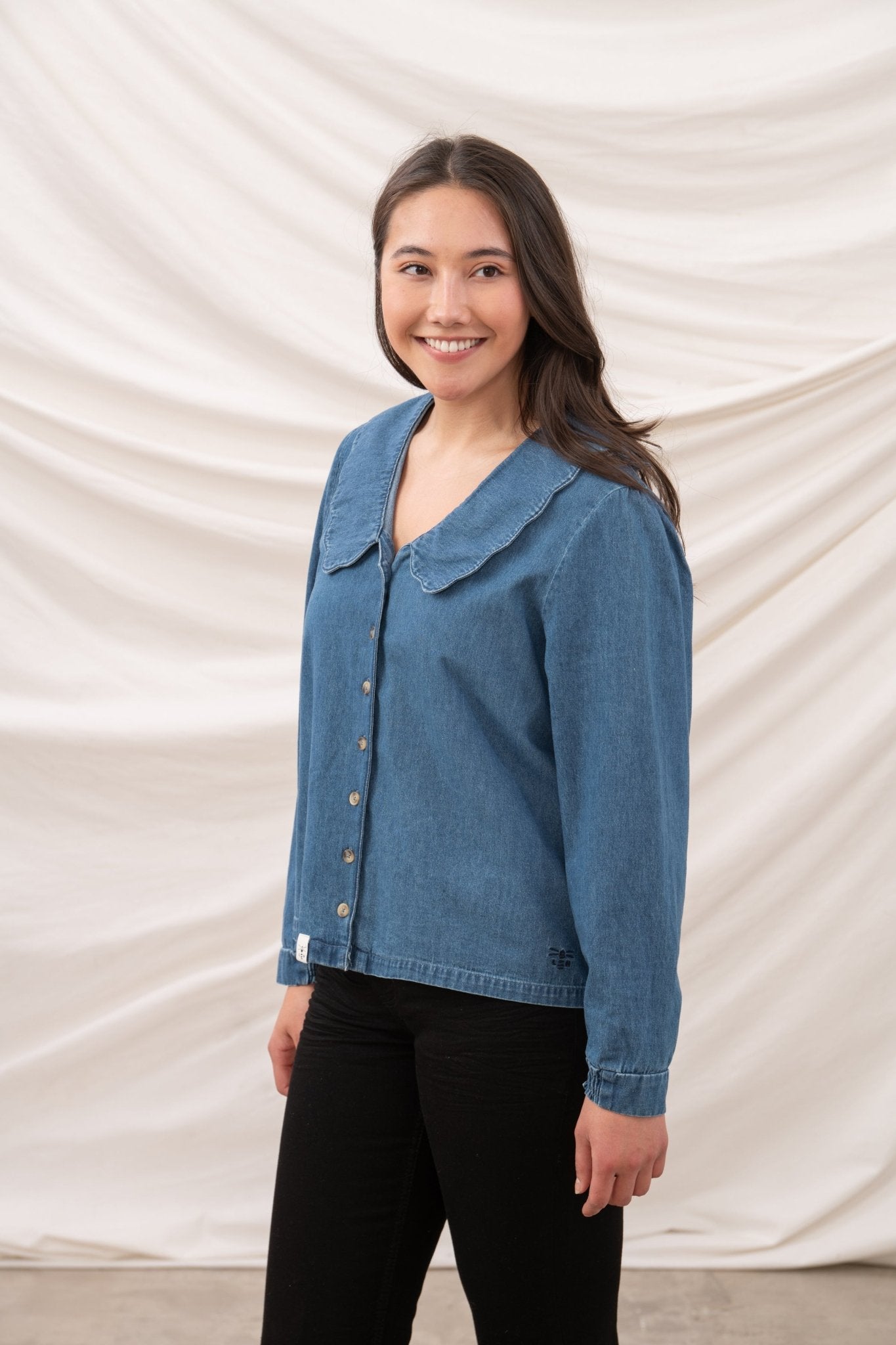 Ada Women's blouse in Washed Denim| Lighthouse