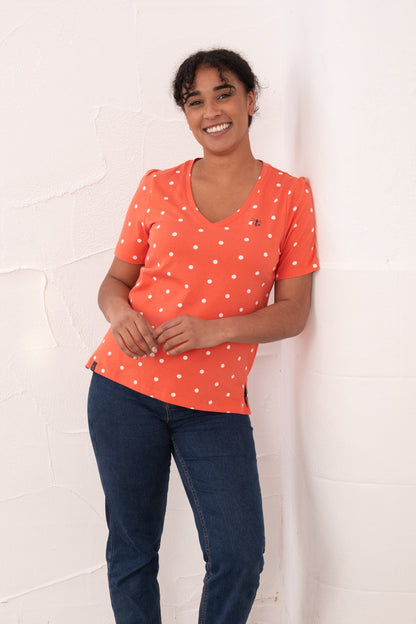 Ariana Tee - Coral Dot - Lighthouse