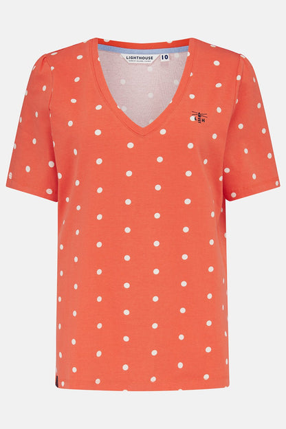 Ariana Tee - Coral Dot - Lighthouse