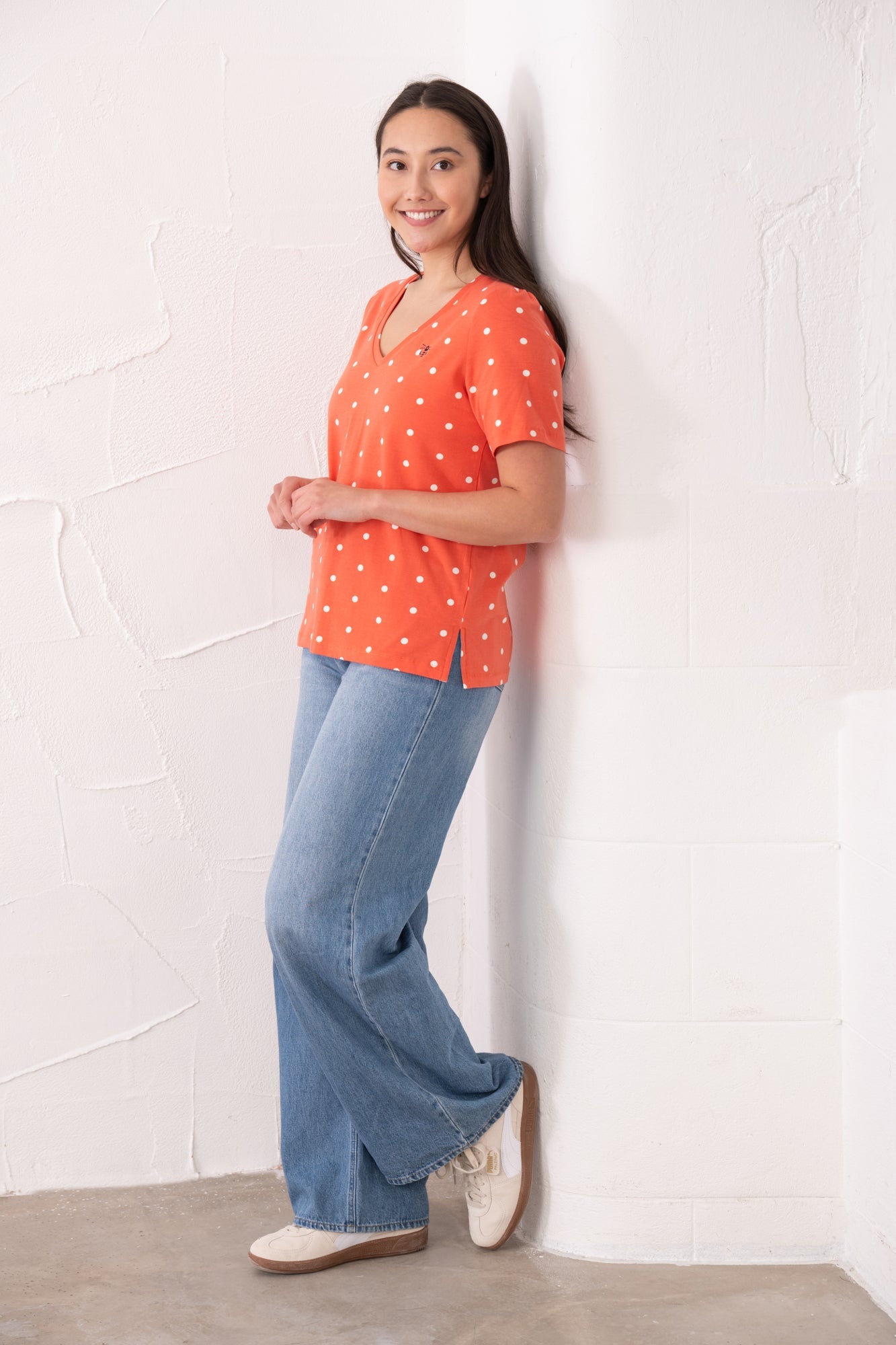 Ariana Tee - Coral Dot - Lighthouse