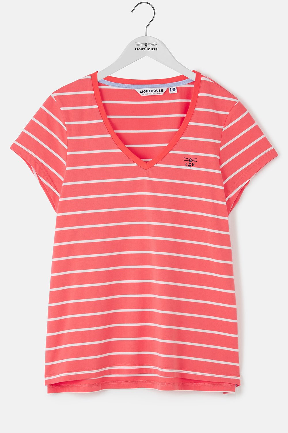 Ariana Tee - Deep Coral Stripe - Lighthouse