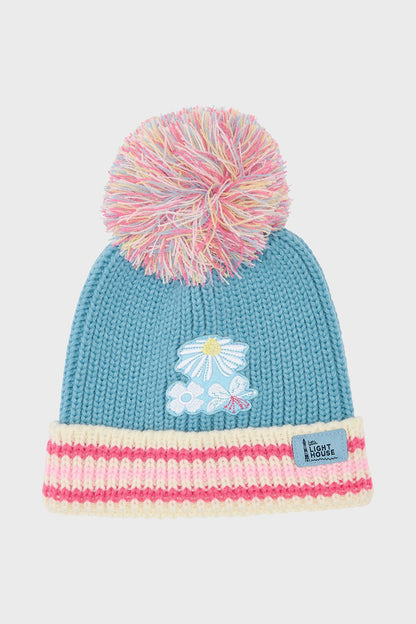 Bobbie Bobble Hat - Blue Pink Daisy - Lighthouse