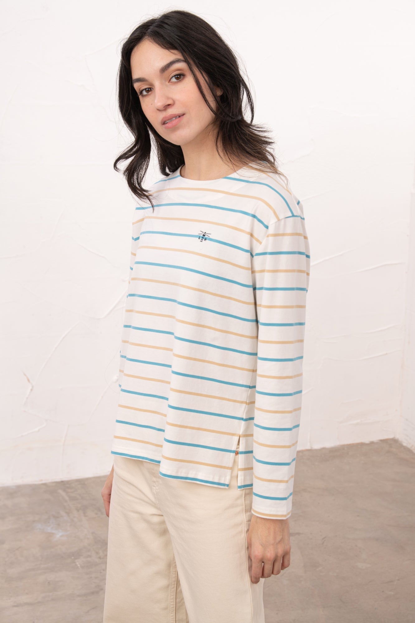 Causeway Breton Top - Blue Clay Stripe - Lighthouse