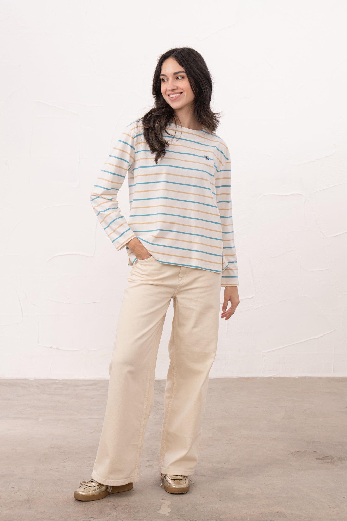 Causeway Breton Top - Blue Clay Stripe - Lighthouse