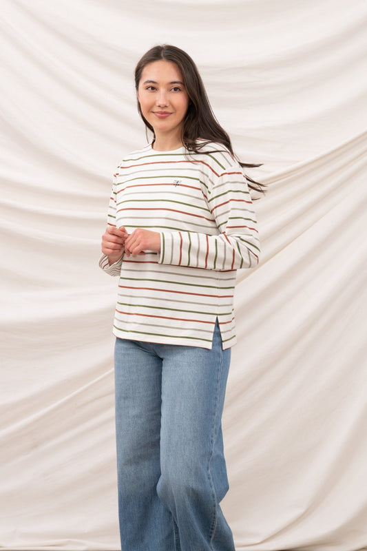 Causeway Breton Top - Sea Kelp Rust Stripe - Lighthouse