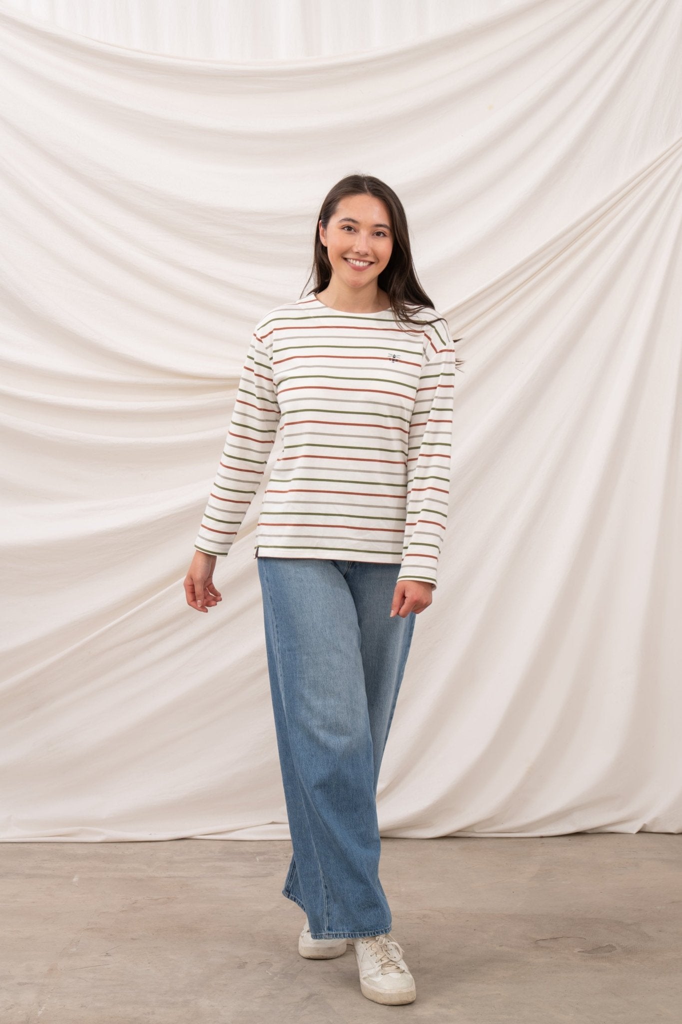 Causeway Breton Top - Sea Kelp Rust Stripe - Lighthouse