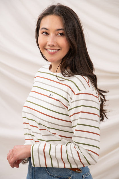 Causeway Breton Top - Sea Kelp Rust Stripe - Lighthouse