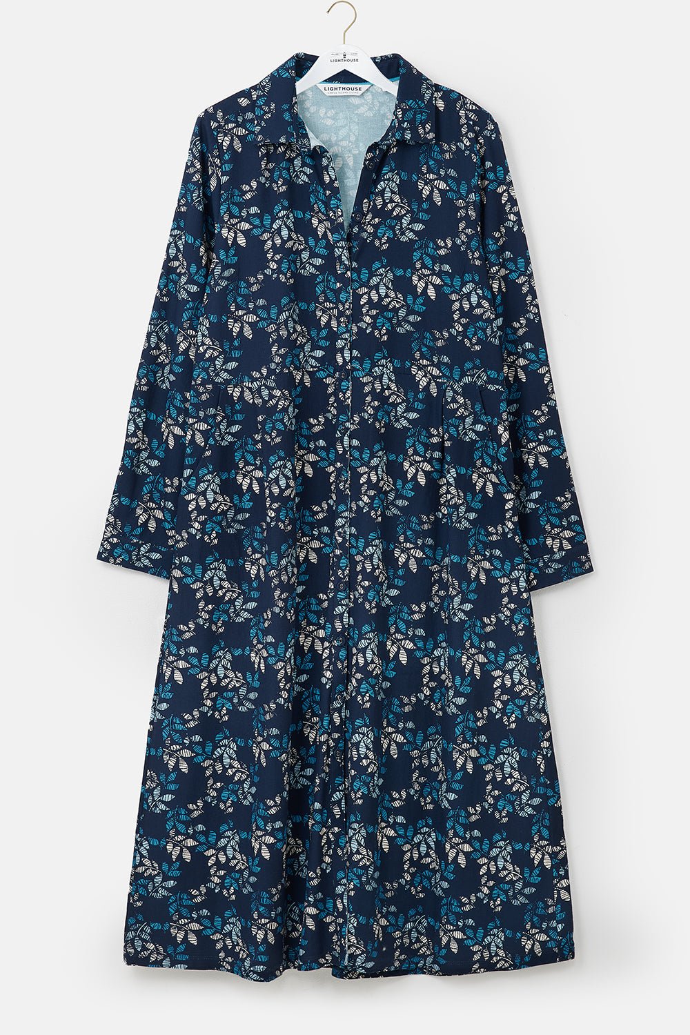 Elsie Dress Navy Leaf