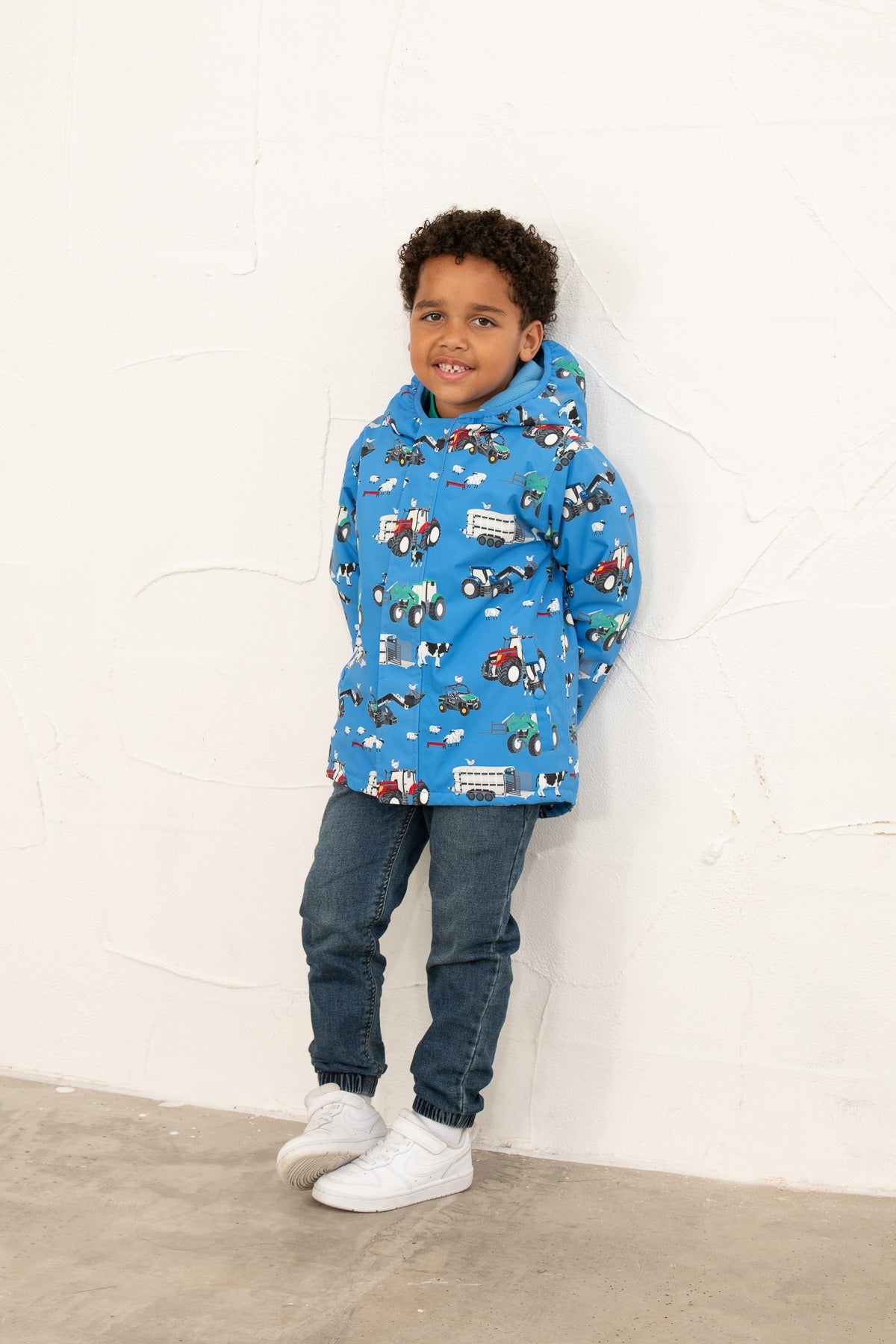 Finlay Coat - Blue Farm Print - Lighthouse