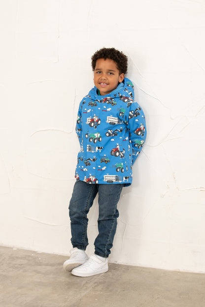 Finlay Coat - Blue Farm Print - Lighthouse