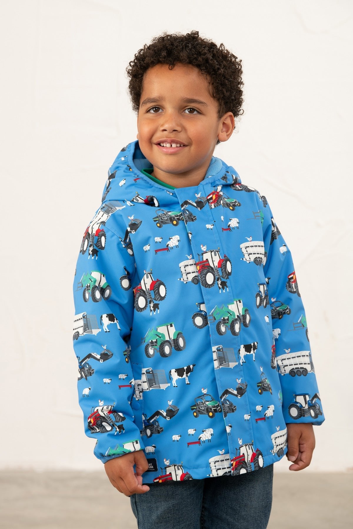 Finlay Coat - Blue Farm Print - Lighthouse