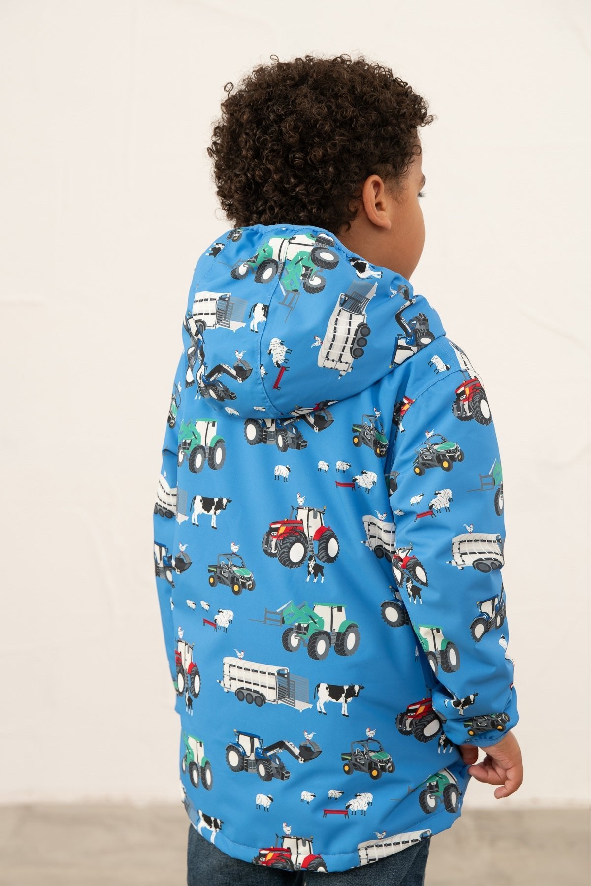 Finlay Coat - Blue Farm Print - Lighthouse