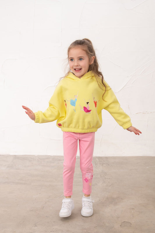 Mollie Leggings - Fluro Heart Bow - Lighthouse