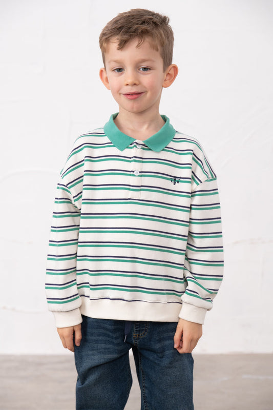 Myles Sweatshirt - Sea Green Navy Stripe - Lighthouse