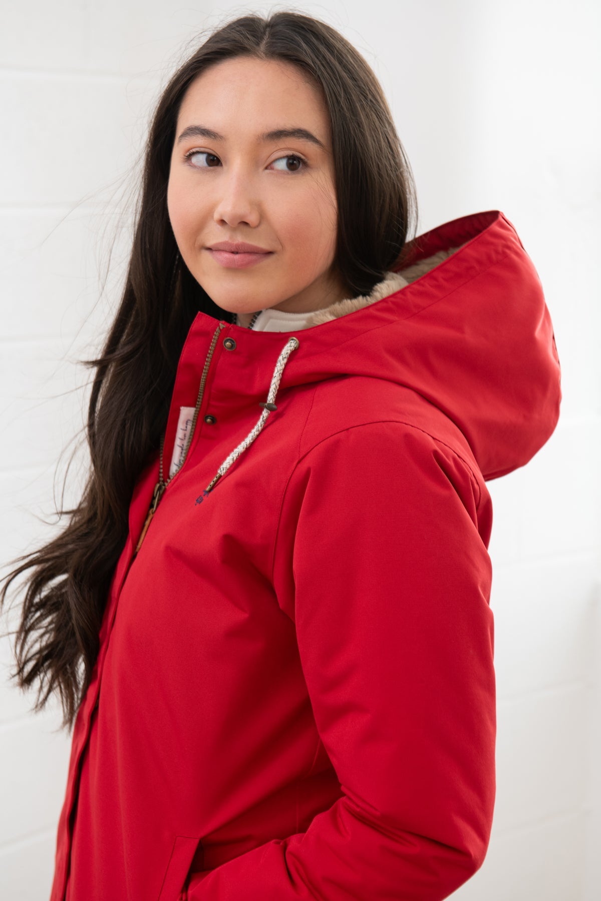 Red jacket with hood on sale