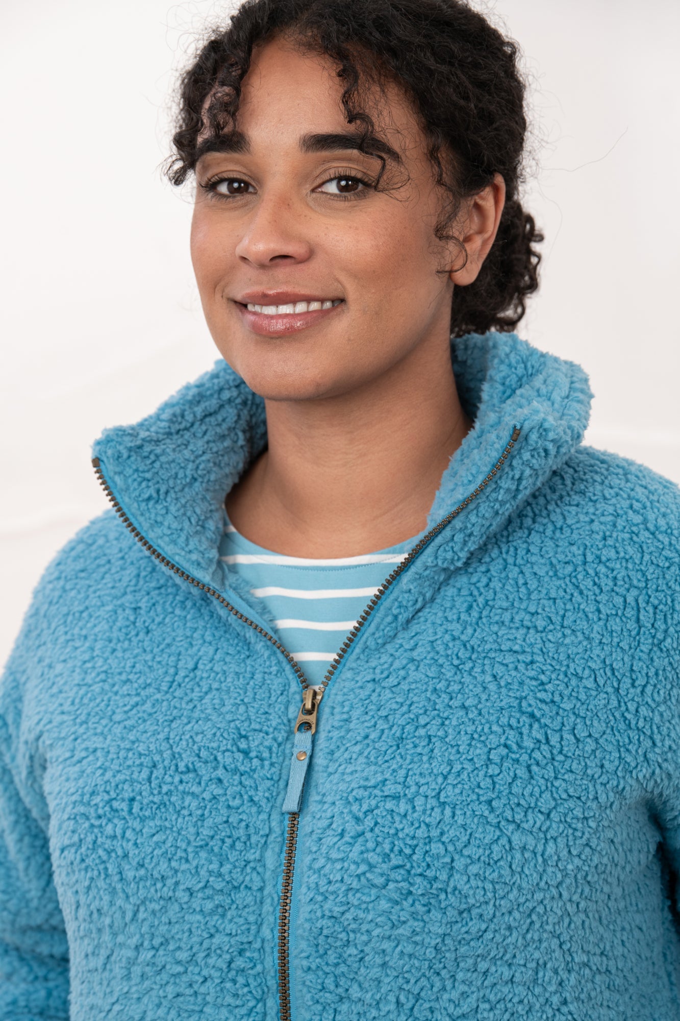 Seashell Full Zip Sherpa Fleece - Blue - Lighthouse