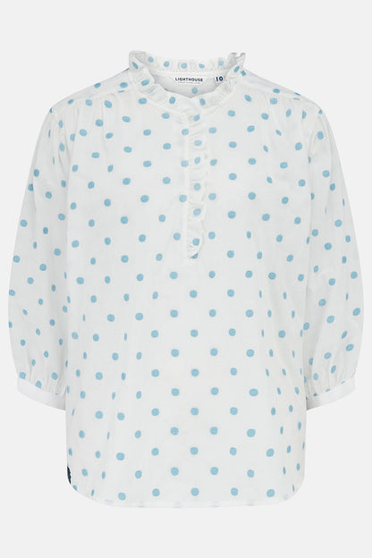 Thea Cotton Blouse - Blue Dot - Lighthouse