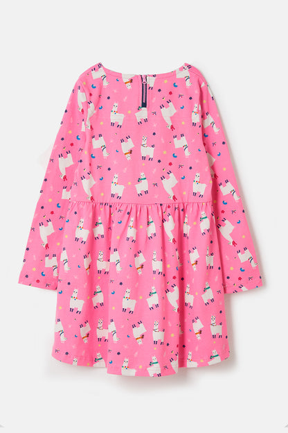 Lighthouse Ellie - Girl's Cotton Dress - Llama Print