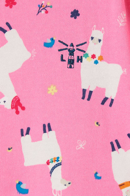 Lighthouse Ellie - Girl's Cotton Dress - Llama Print