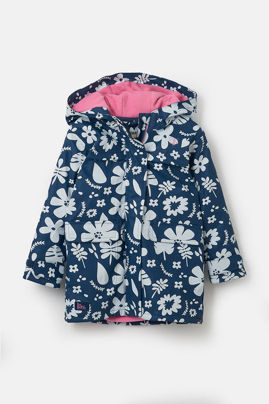 Lighthouse Amy Girls Waterproof Rubber Raincoat - Blue Floral
