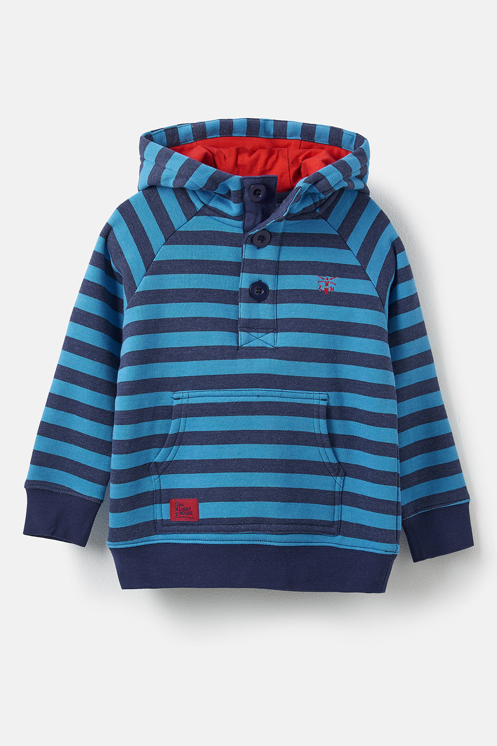 Lighthouse Jack Boy's Warm Hoodie - Blue Navy Stripe