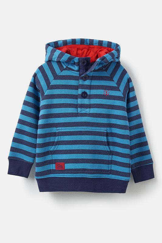 Lighthouse Jack Boy's Warm Hoodie - Blue Navy Stripe