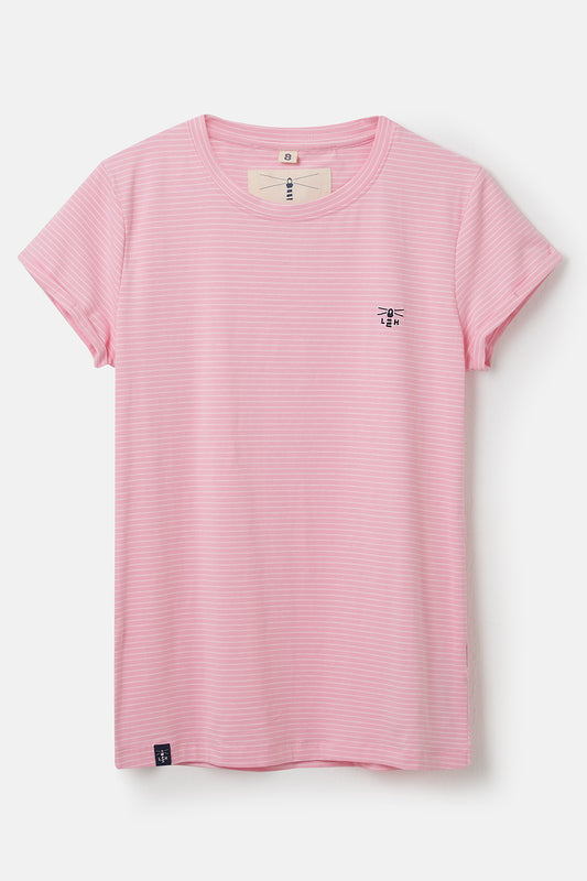 Lighthouse Seashore Women's T-Shirt Pink Stripe