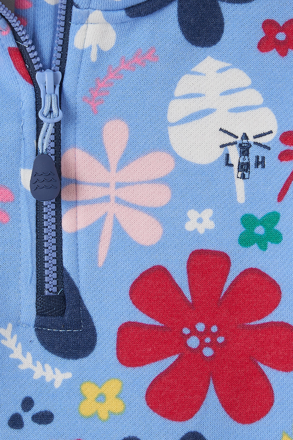 Lighthouse Robyn - Girl's Half Zip Sweatshirt - Light Blue Floral