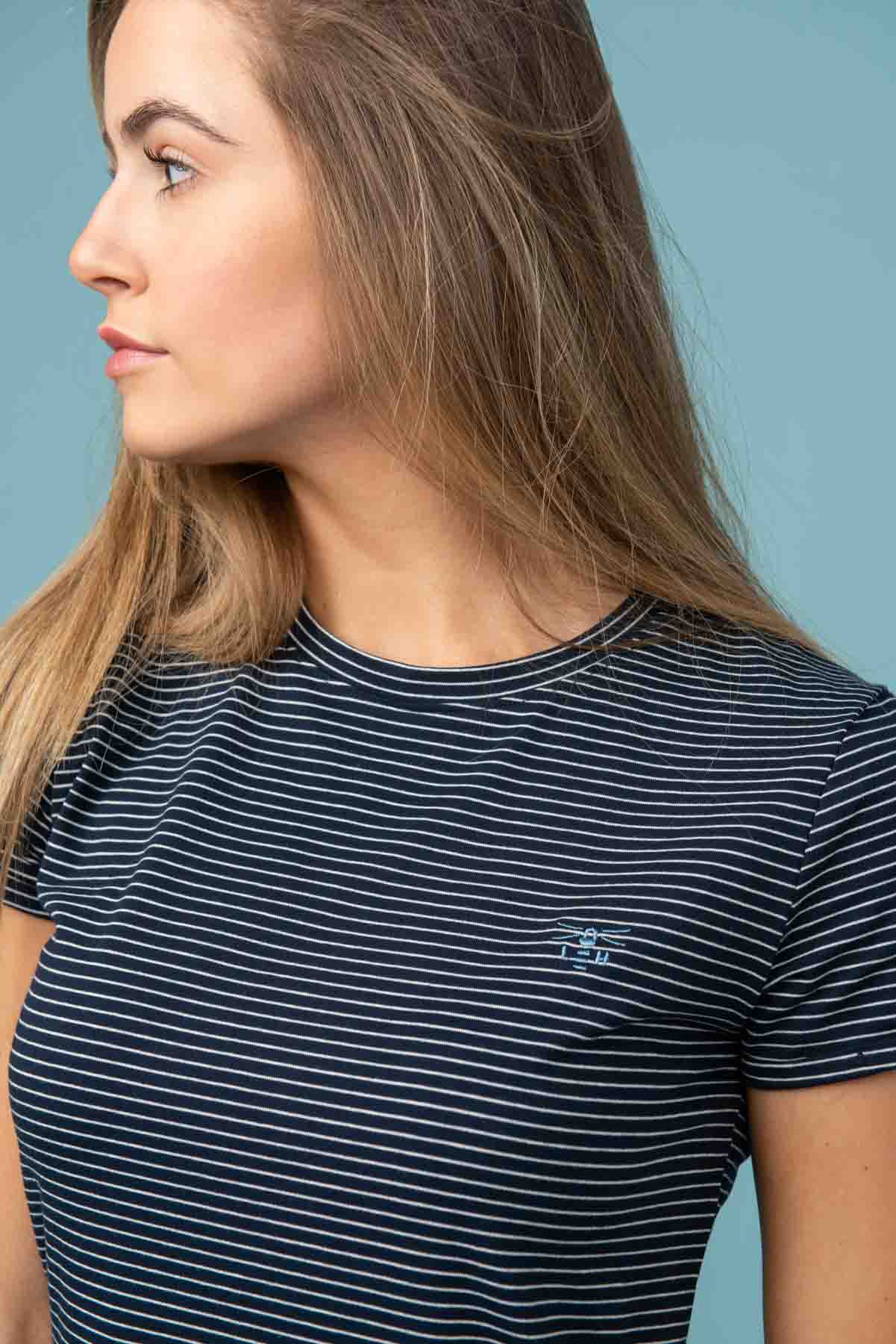 Lighthouse Seashore Women's T-Shirt Midnight Stripe