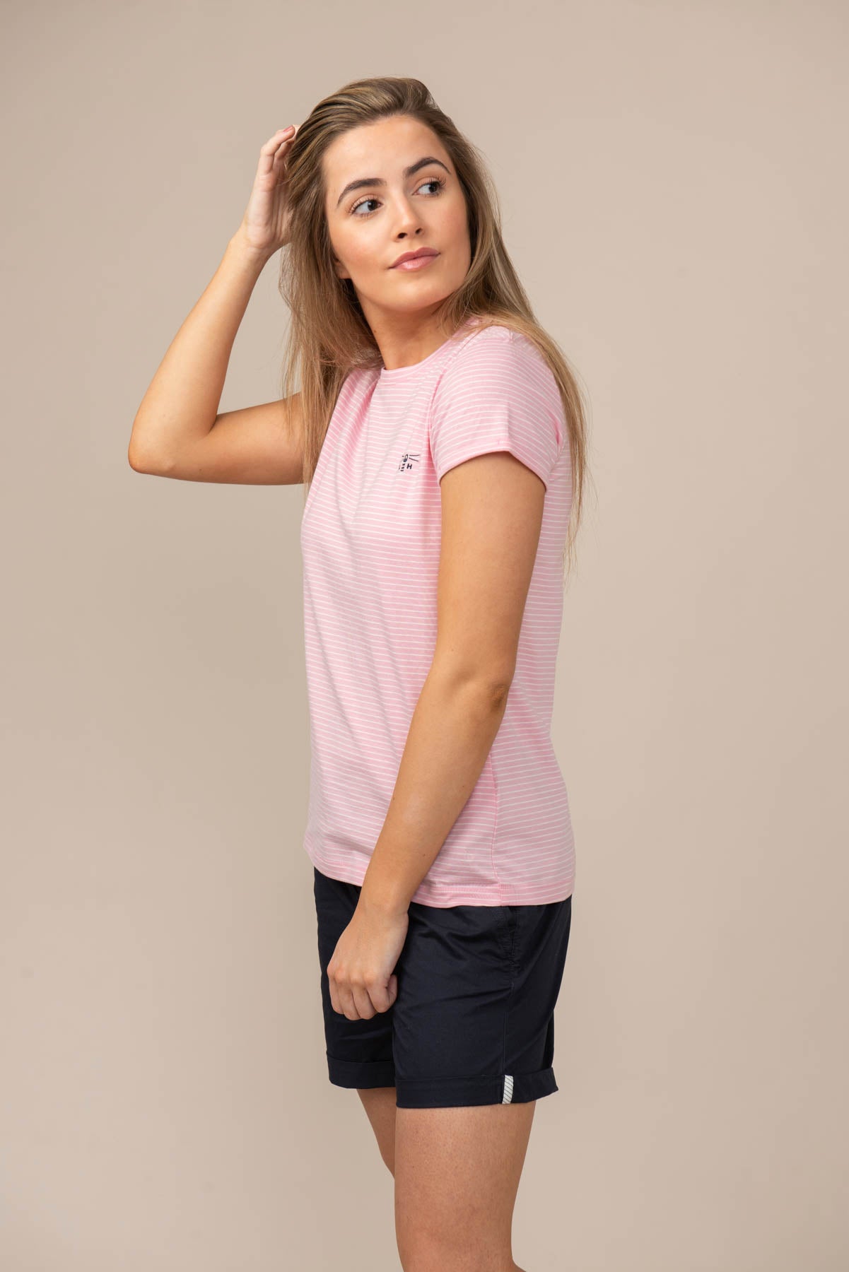 Lighthouse Seashore Women's T-Shirt Pink Stripe