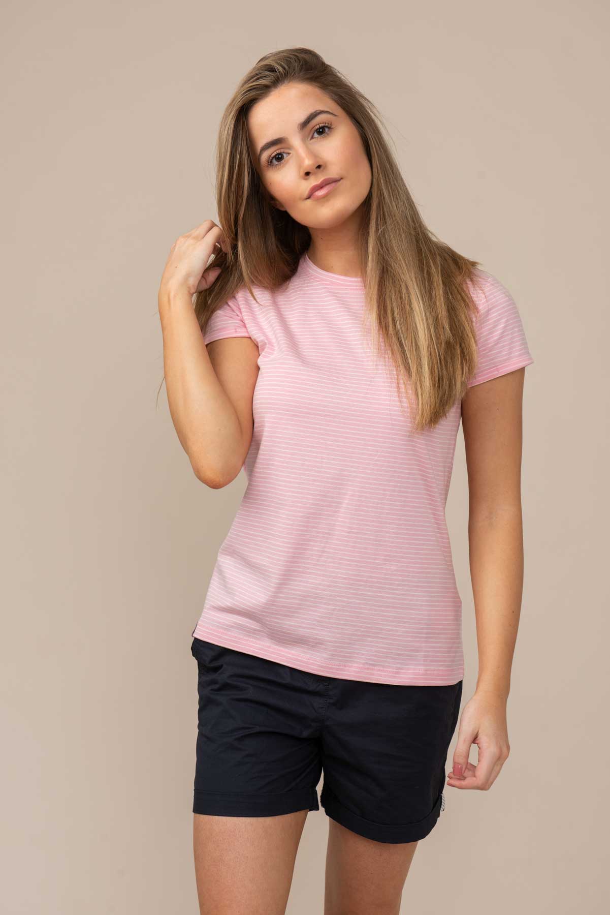 Lighthouse Seashore Women's T-Shirt Pink Stripe