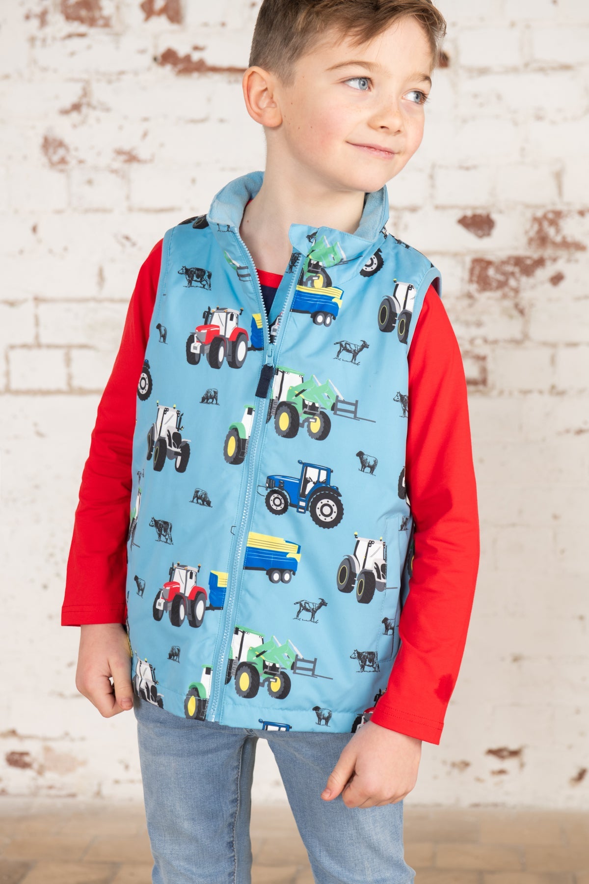 Alex Gilet - Blue Tractor Print-Lighthouse