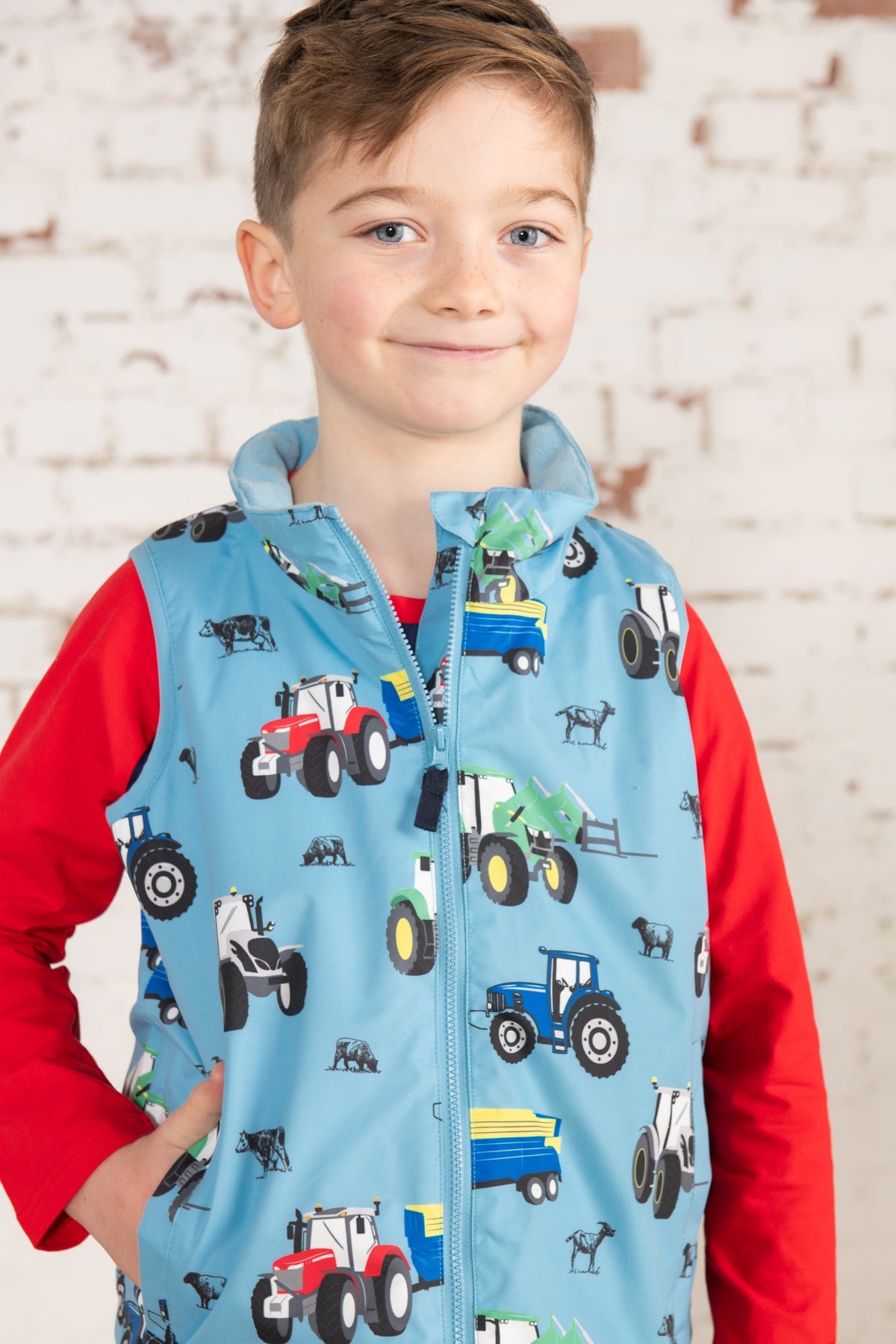 Alex Gilet - Blue Tractor Print-Lighthouse