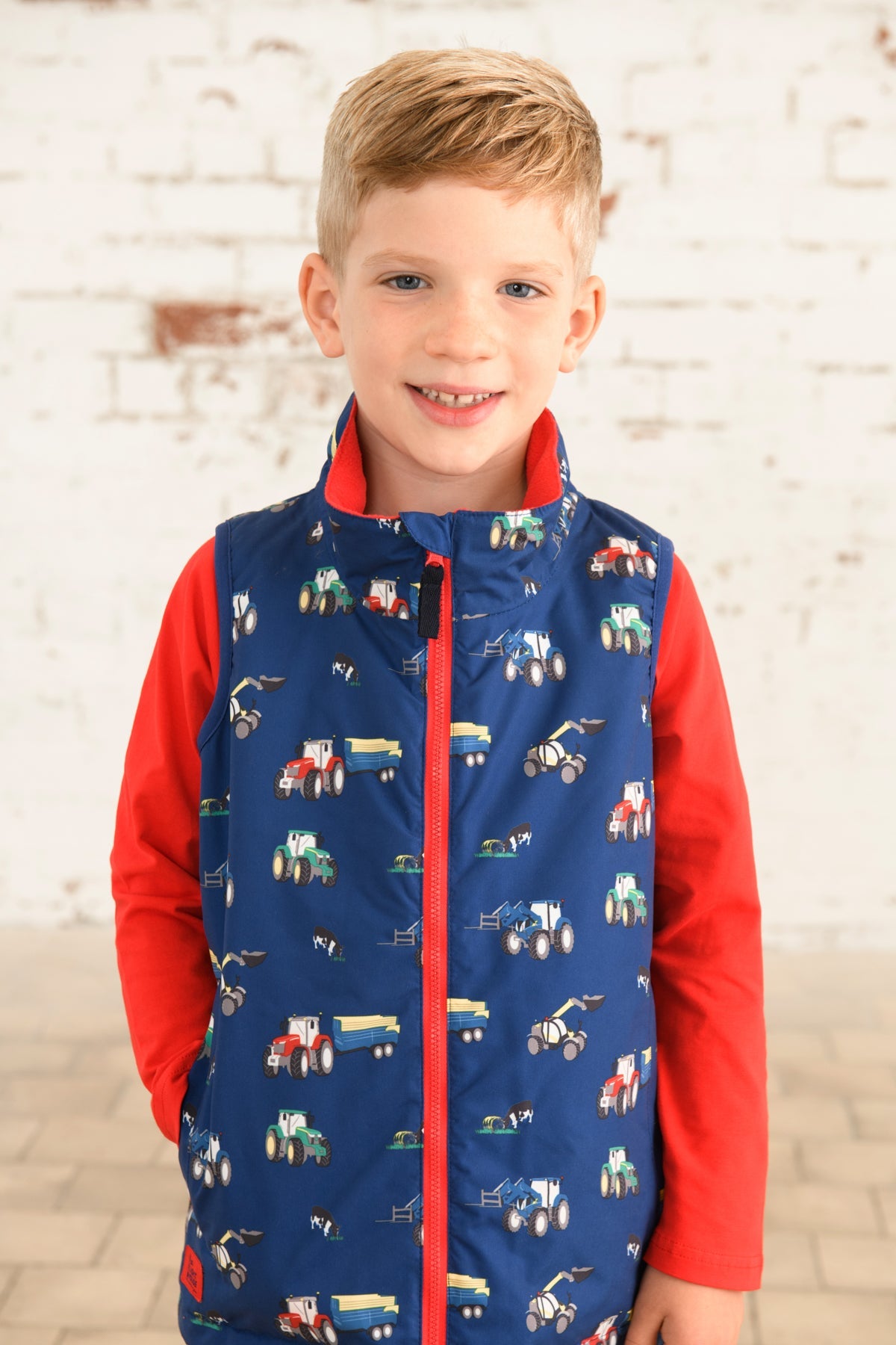Alex Gilet - Navy Tractor Print - Lighthouse