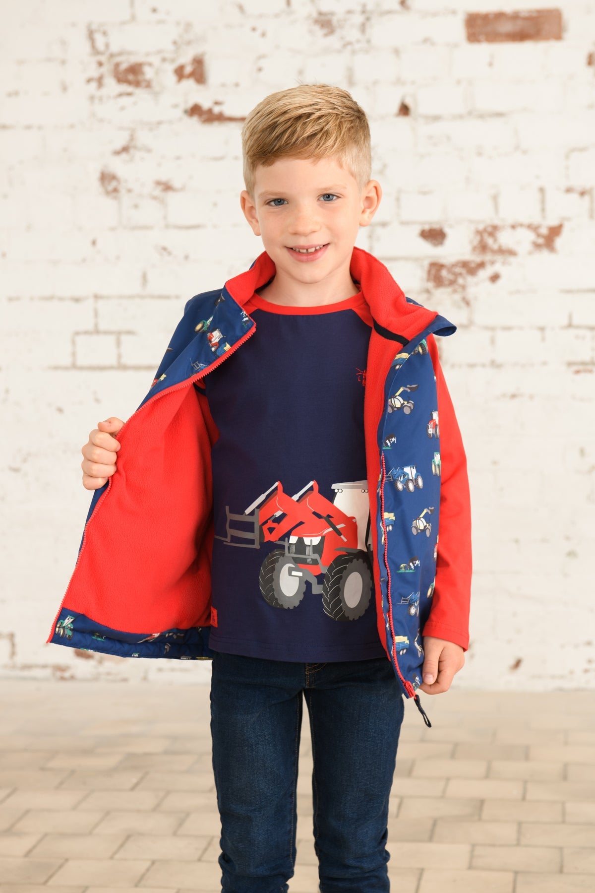 Alex Gilet - Navy Tractor Print - Lighthouse