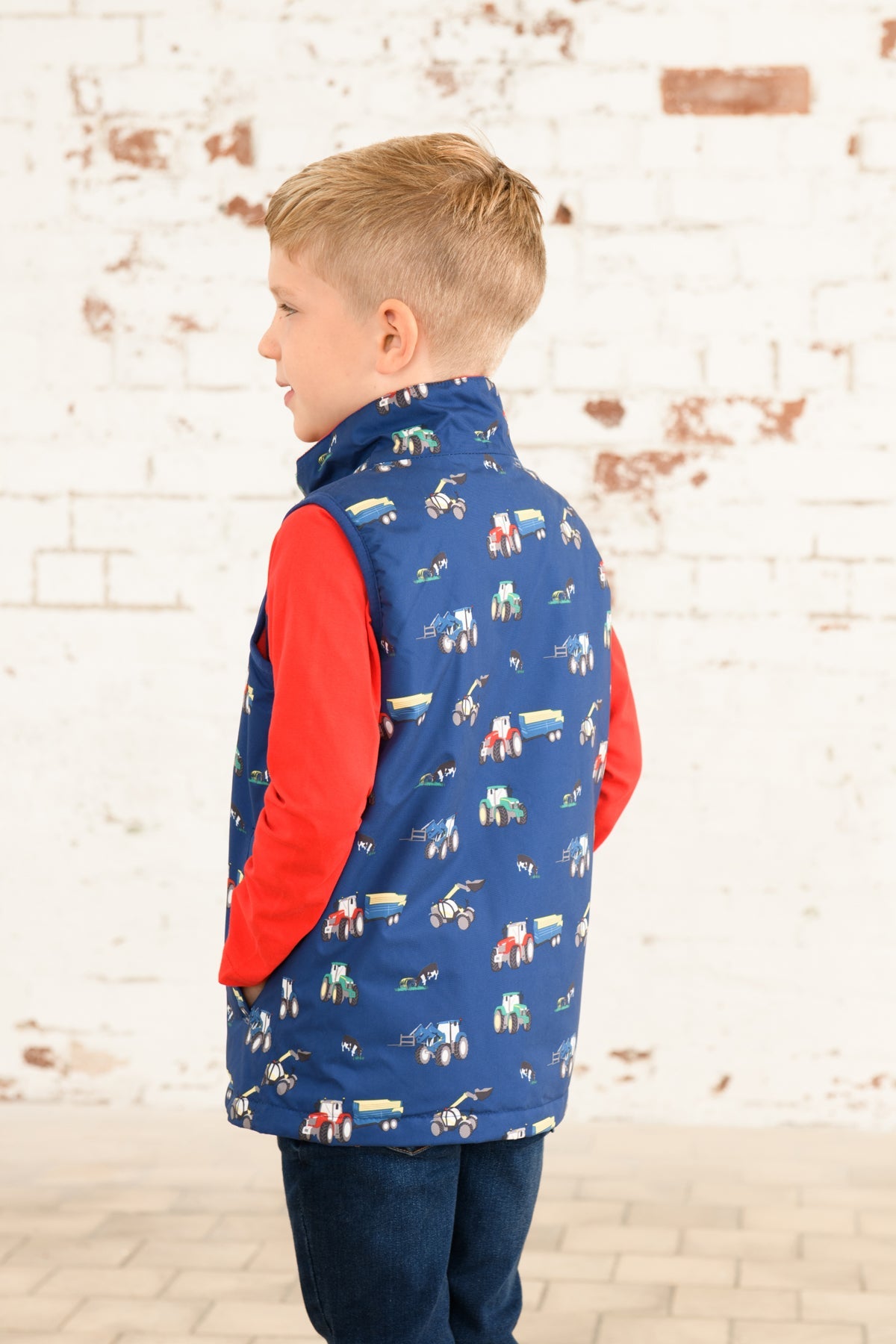 Alex Gilet - Navy Tractor Print - Lighthouse