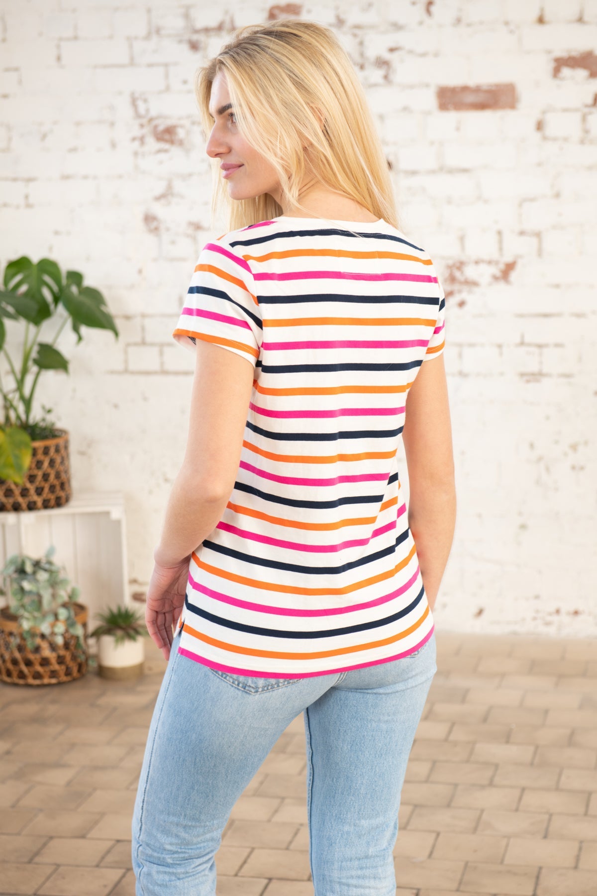 Ariana Tee - Orange Pink Stripe - Lighthouse