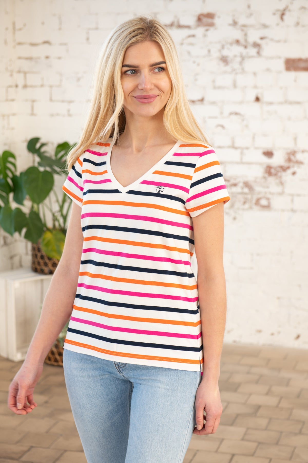 Ariana Tee - Orange Pink Stripe - Lighthouse