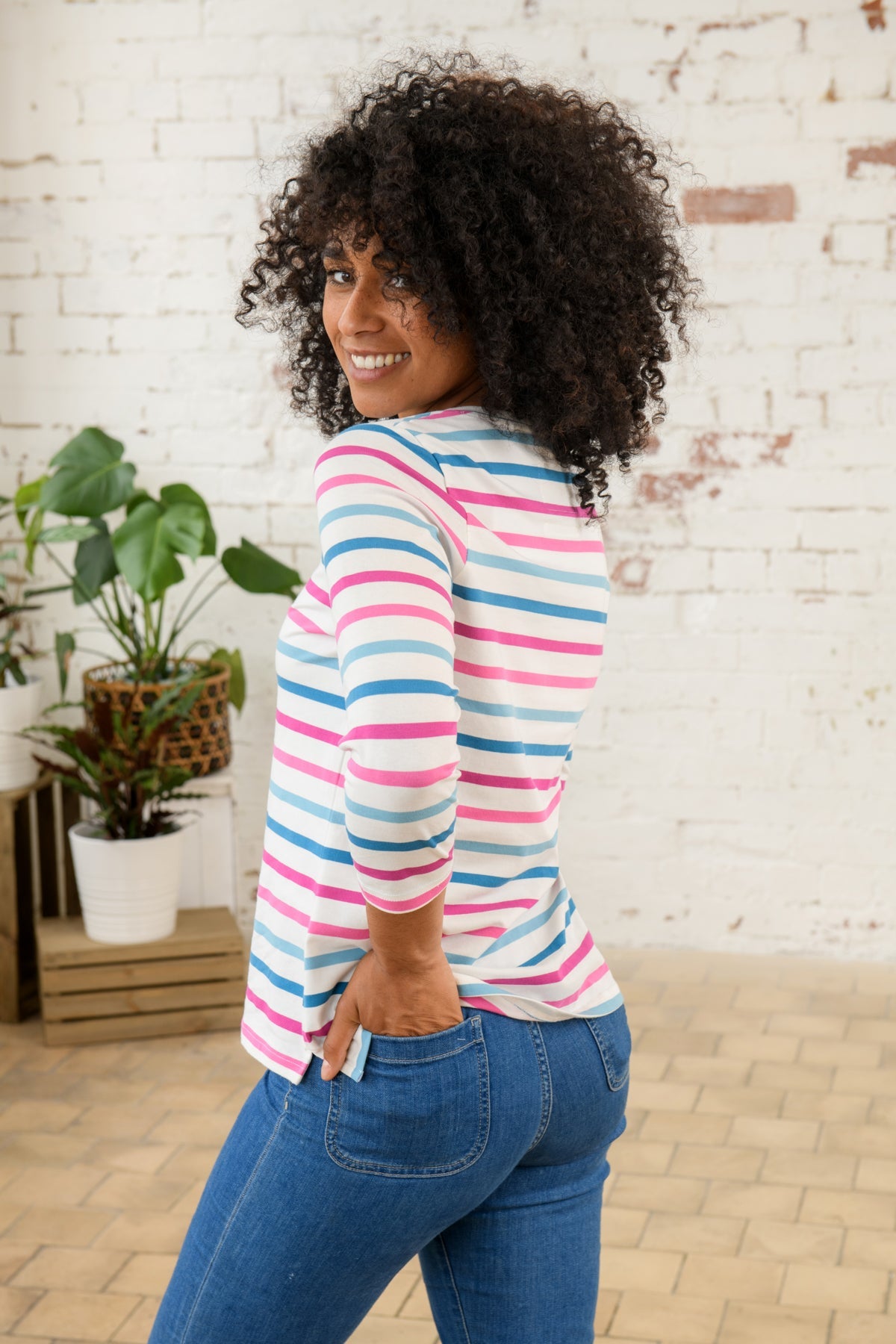 Ariana Top - Berry Teal Stripe - Lighthouse
